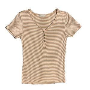 Orange Stripe V-Neck Top